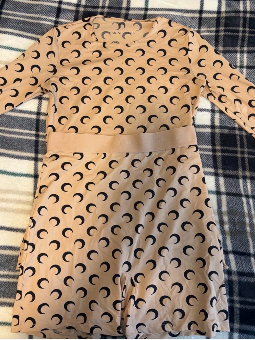 Marine Serre Nude and Black Crescent-Print Long-Sleeve top set